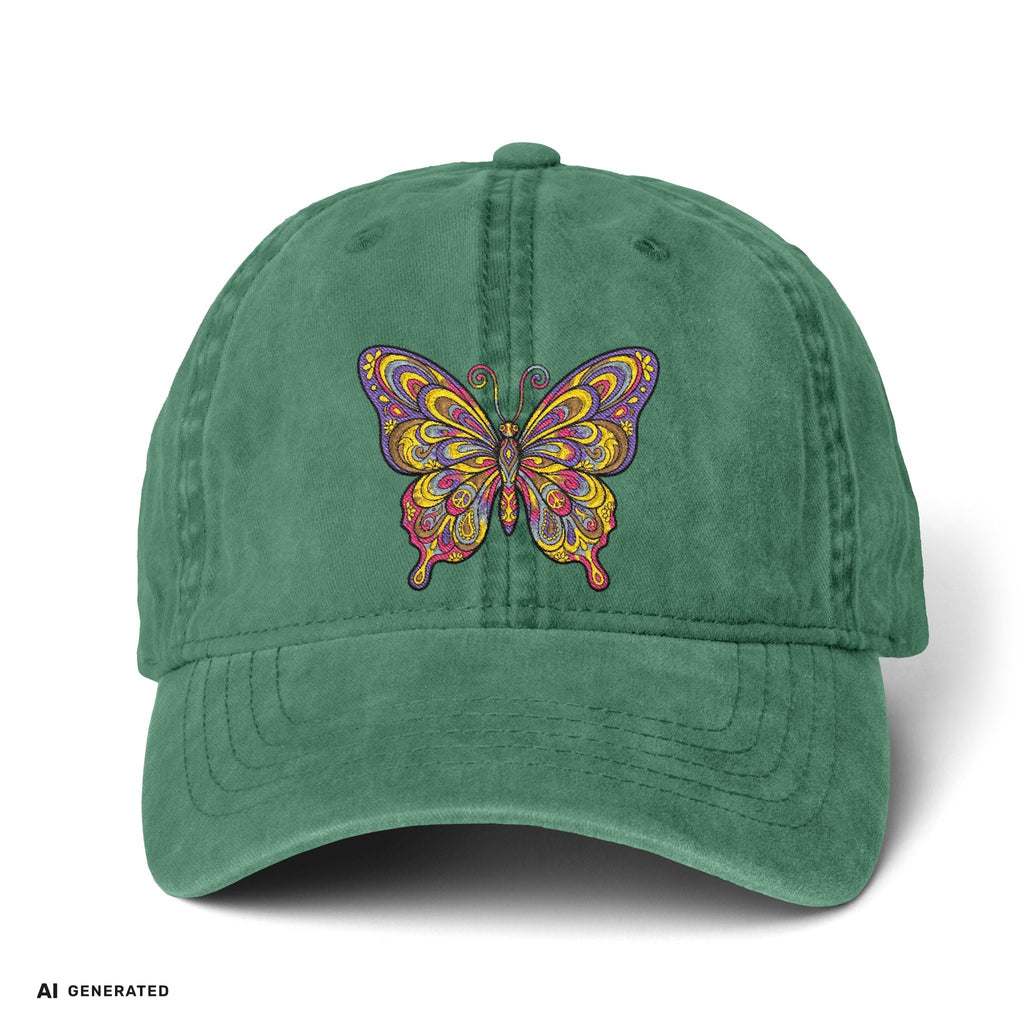 Vintage Damen Cap Schmetterling – Verstellbare Boho-Mütze | musikworlds Artist Collection – AI GENERATED / KI-GENERIERT