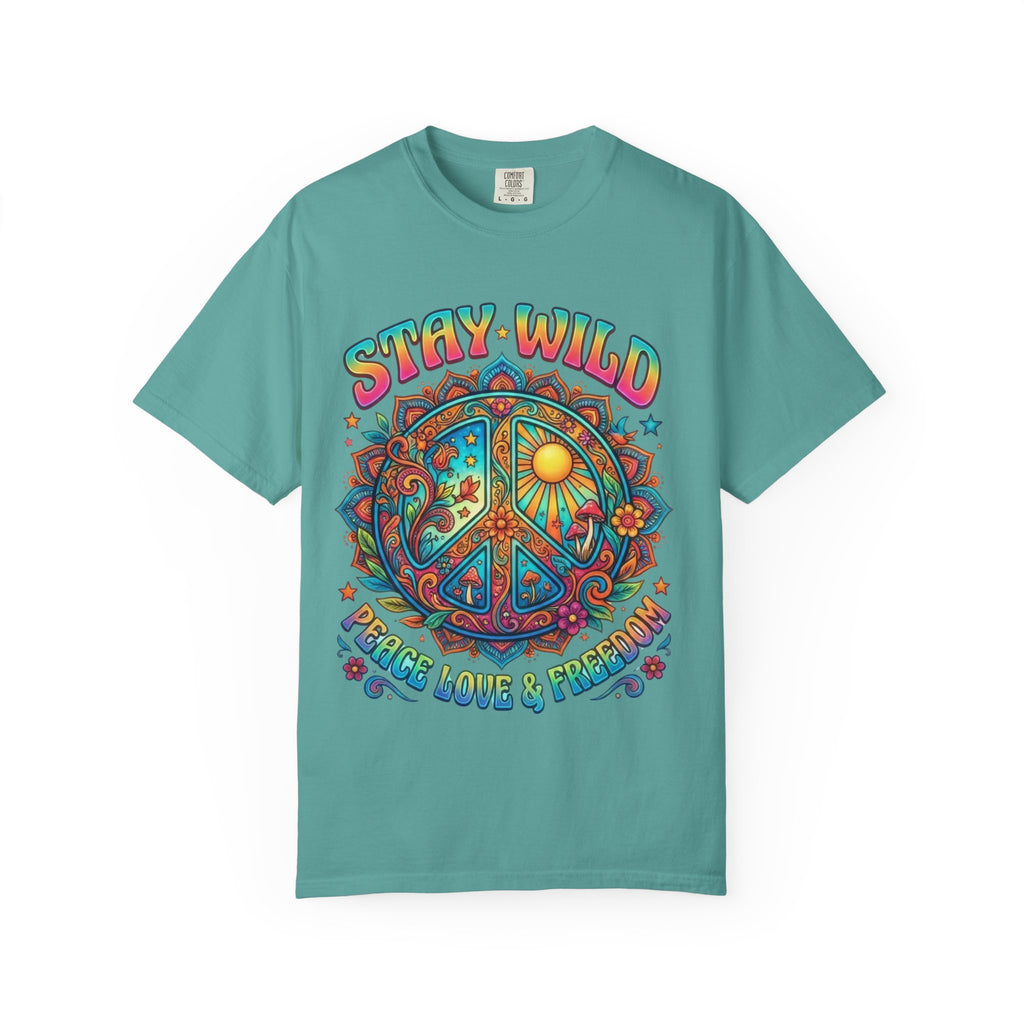 Stay Wild Peace Sign T-Shirt — Retro Psychedelic Love & Freedom Tee