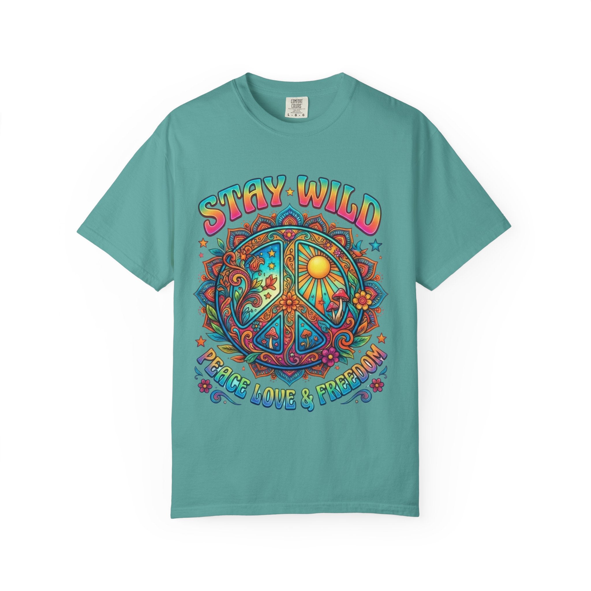 Stay Wild Peace Sign T-Shirt — Retro Psychedelic Love & Freedom Tee