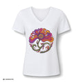Floral Swirl V-Neck Tee – Boho Blumen Graphic Tee Damen | musikworlds Artist Collection – AI GENERATED / KI-GENERIERT