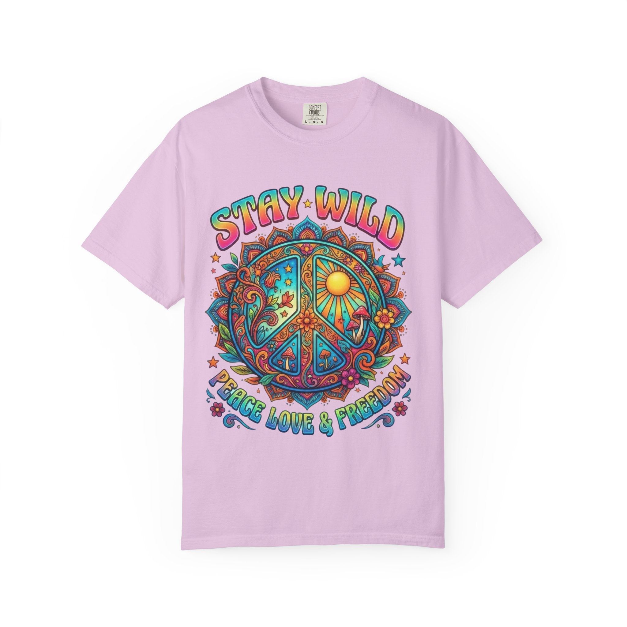 Stay Wild Peace Sign T-Shirt — Retro Psychedelic Love & Freedom Tee