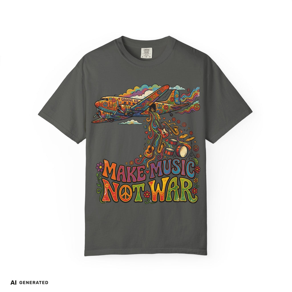 Make Music Not War T-Shirt – Peace Grafik-Tee | musikworlds Artist Collection – AI GENERATED / KI-GENERIERT