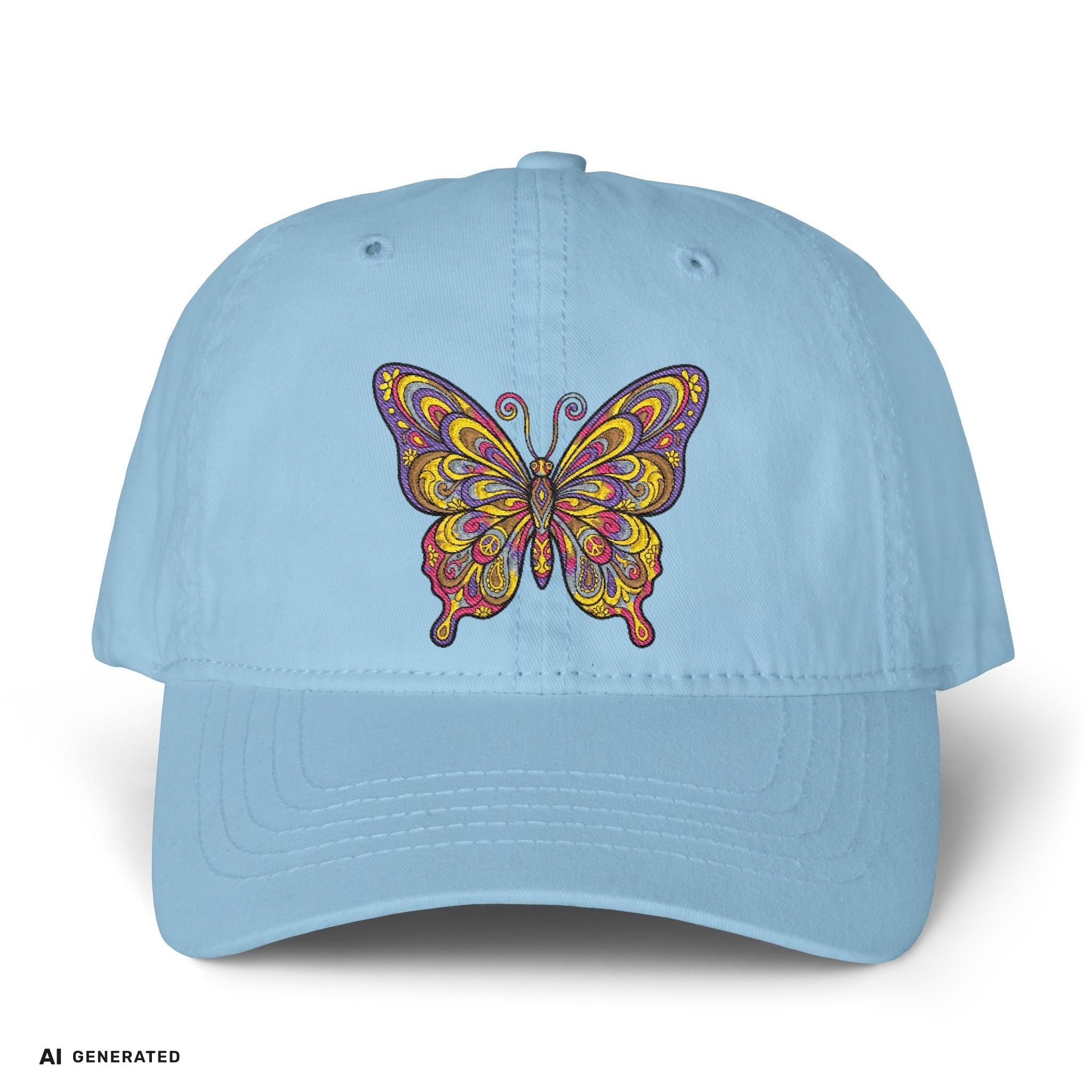 Vintage Damen Cap Schmetterling – Verstellbare Boho-Mütze | musikworlds Artist Collection – AI GENERATED / KI-GENERIERT