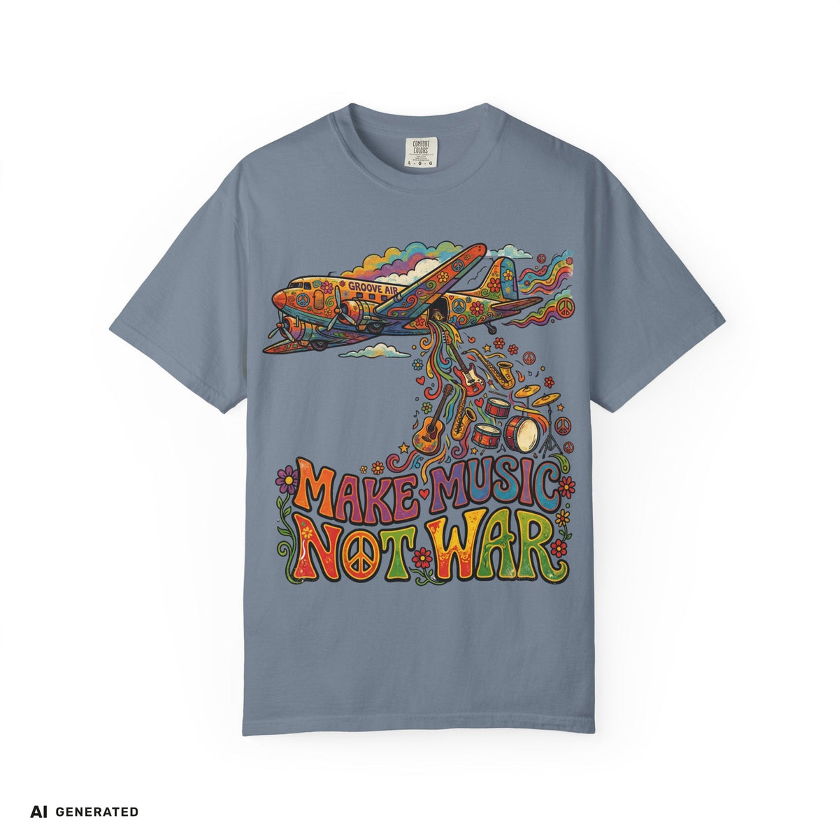 Make Music Not War T-Shirt – Peace Grafik-Tee | musikworlds Artist Collection – AI GENERATED / KI-GENERIERT