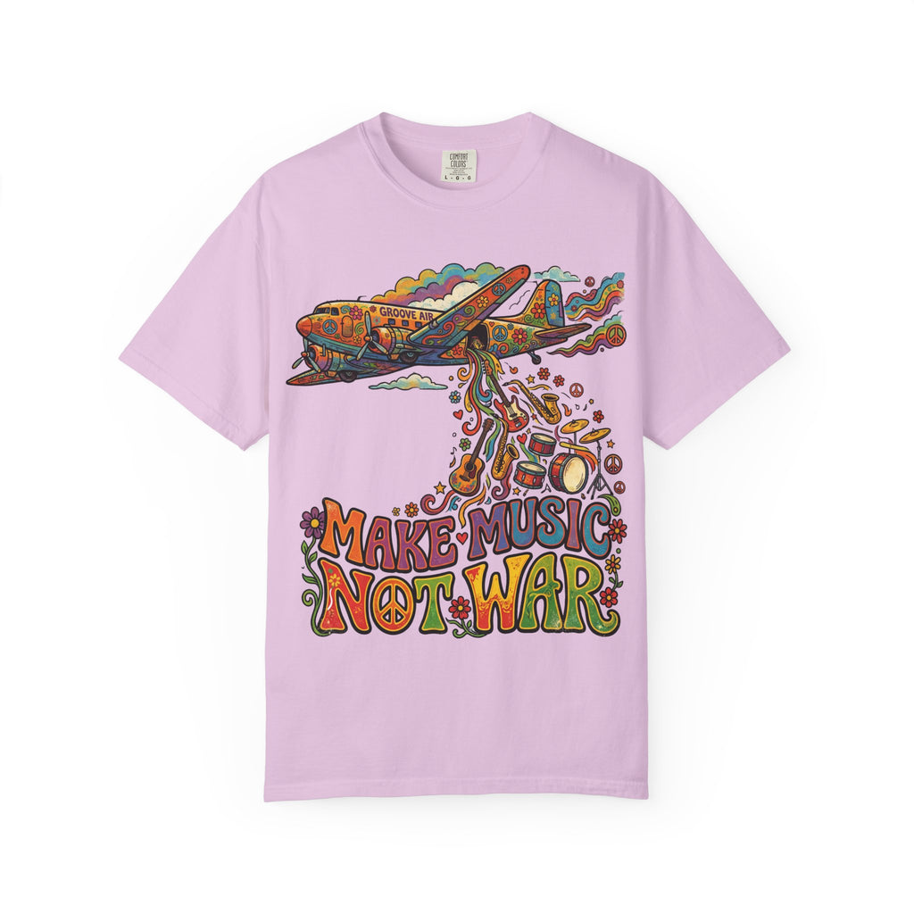 Make Music Not War T-Shirt — Retro Psychedelic Peace & Music Graphic Tee