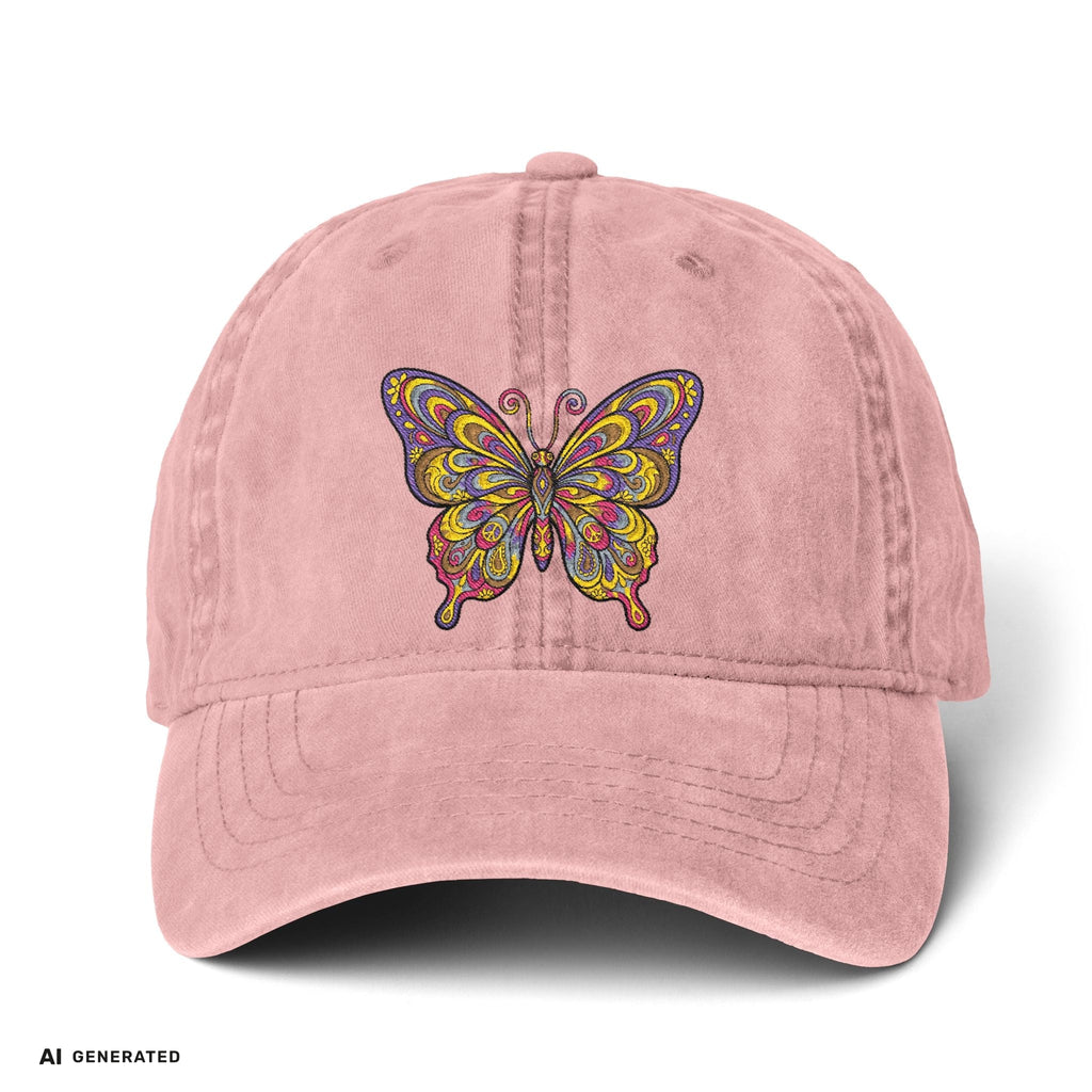 Vintage Damen Cap Schmetterling – Verstellbare Boho-Mütze | musikworlds Artist Collection – AI GENERATED / KI-GENERIERT