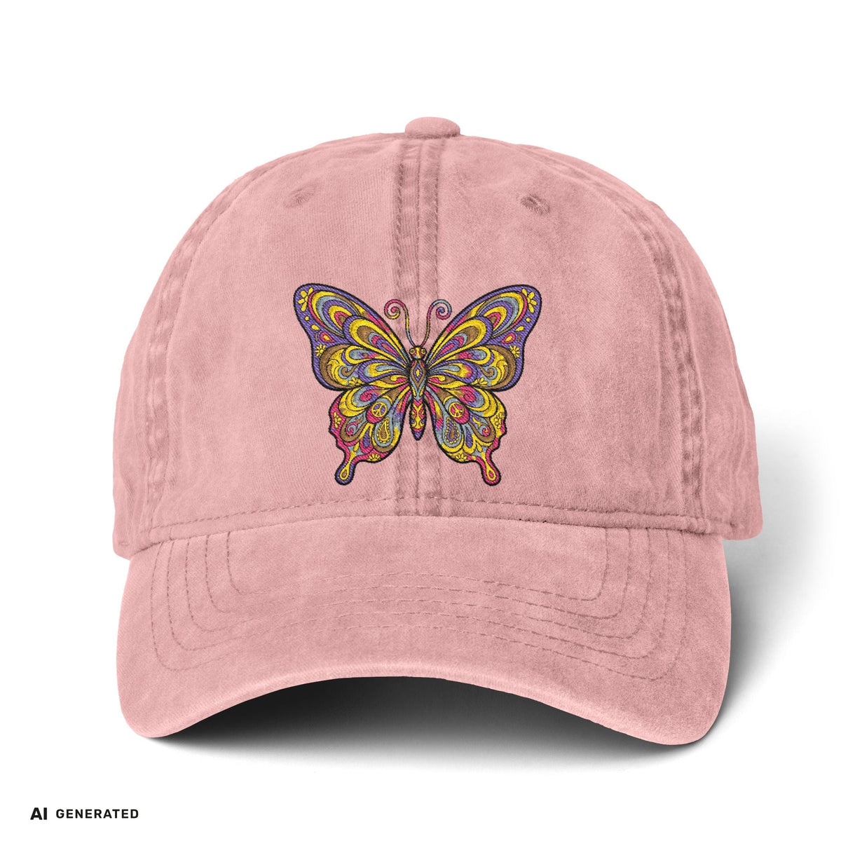 Vintage Damen Cap Schmetterling – Verstellbare Boho-Mütze | musikworlds Artist Collection – AI GENERATED / KI-GENERIERT