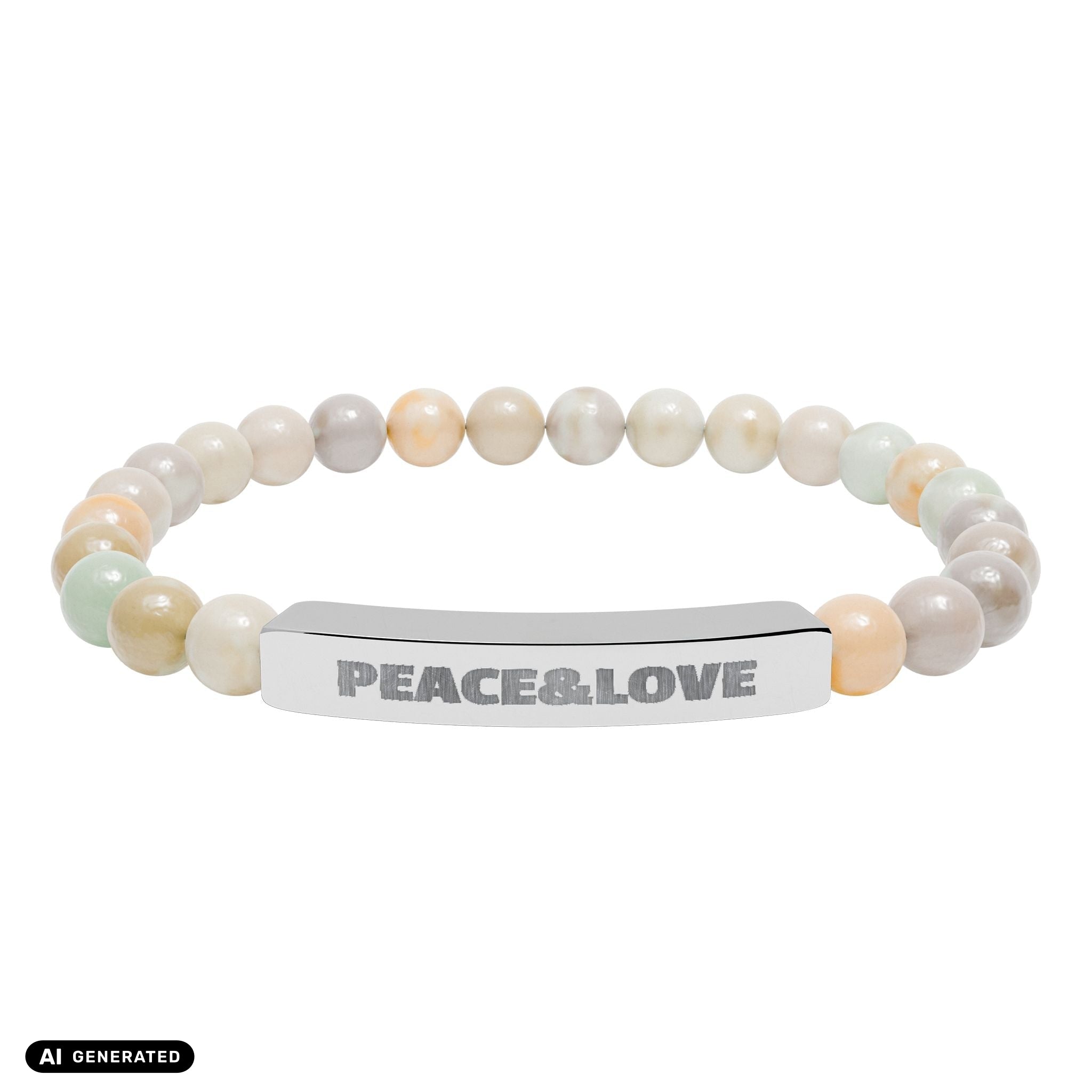 Naturstein Armband PEACE & LOVE | musikworlds Artist Collection – AI GENERATED / KI-GENERIERT