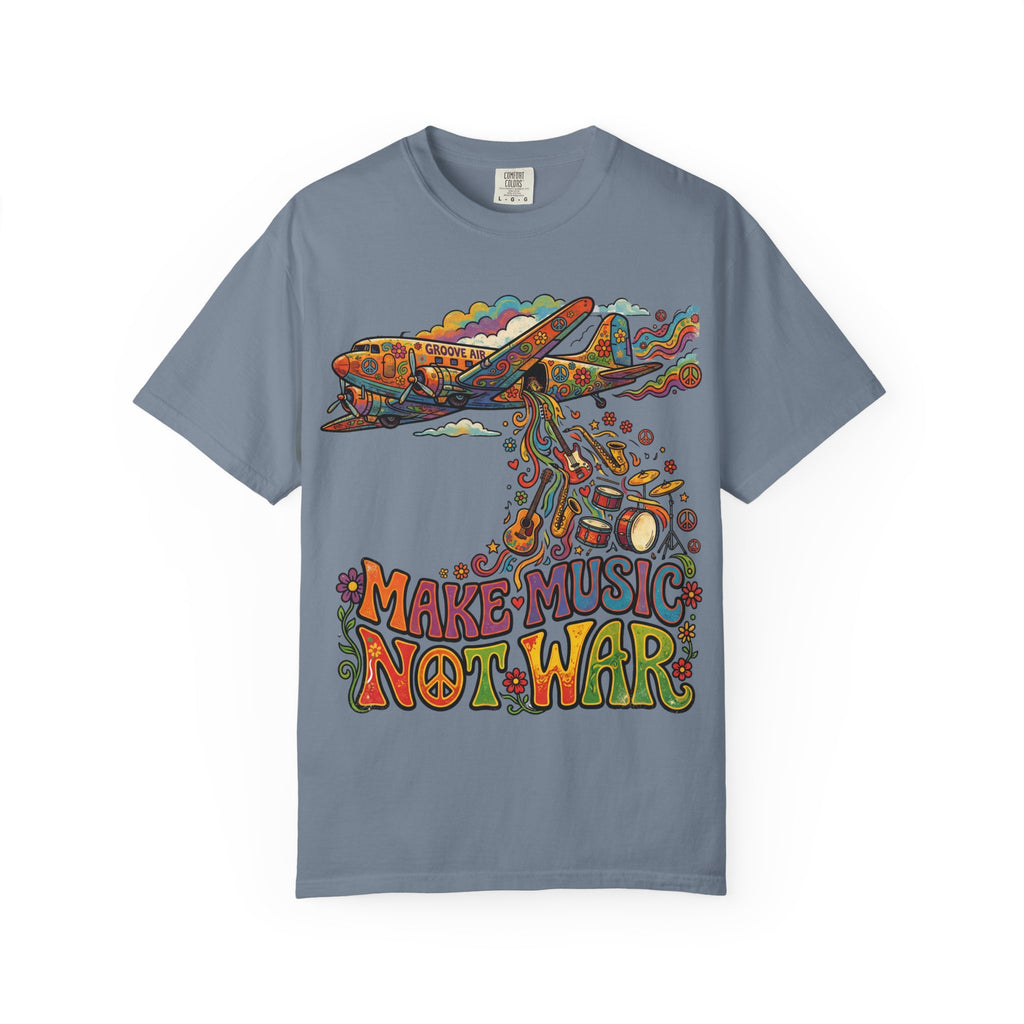 Make Music Not War T-Shirt — Retro Psychedelic Peace & Music Graphic Tee