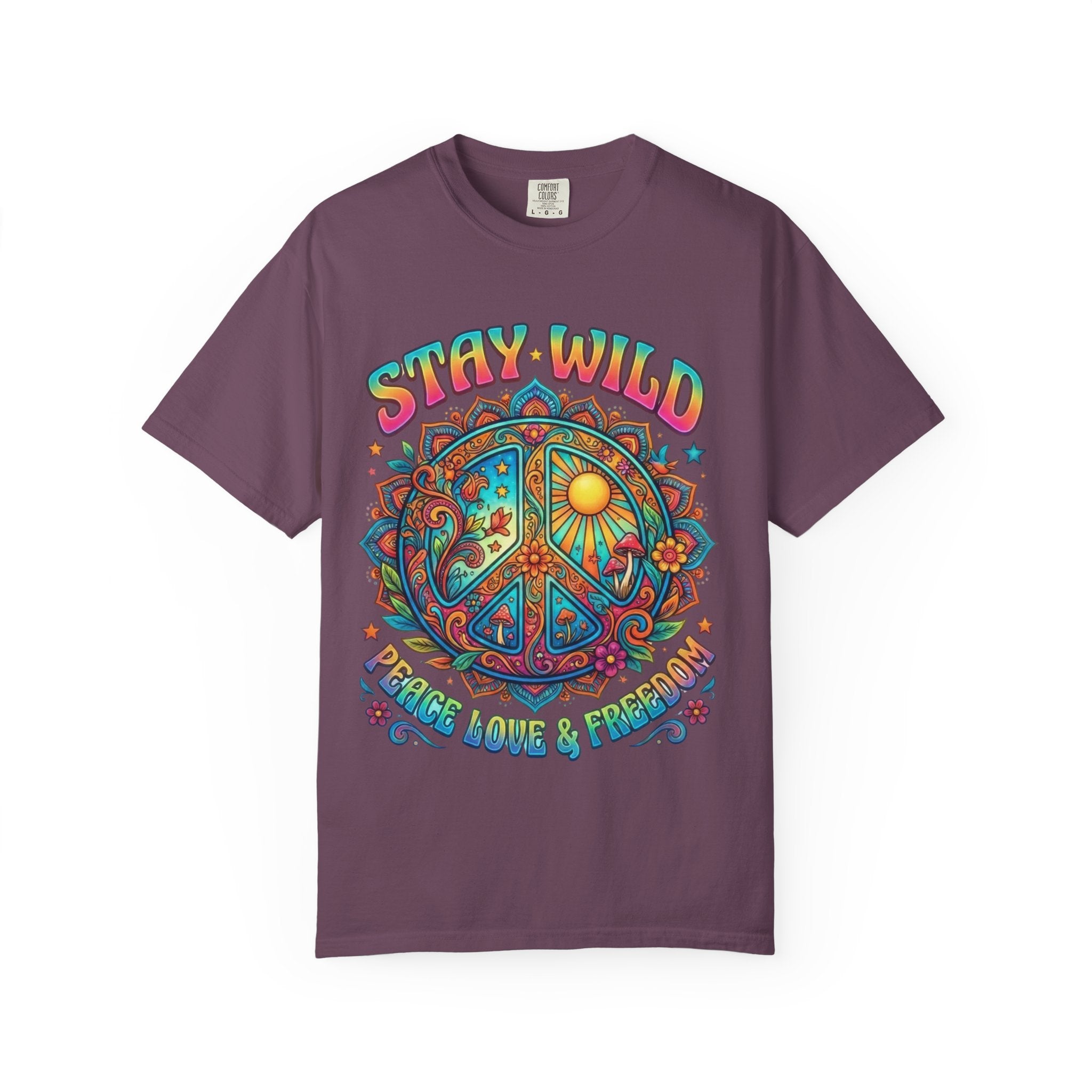 Stay Wild Peace Sign T-Shirt — Retro Psychedelic Love & Freedom Tee