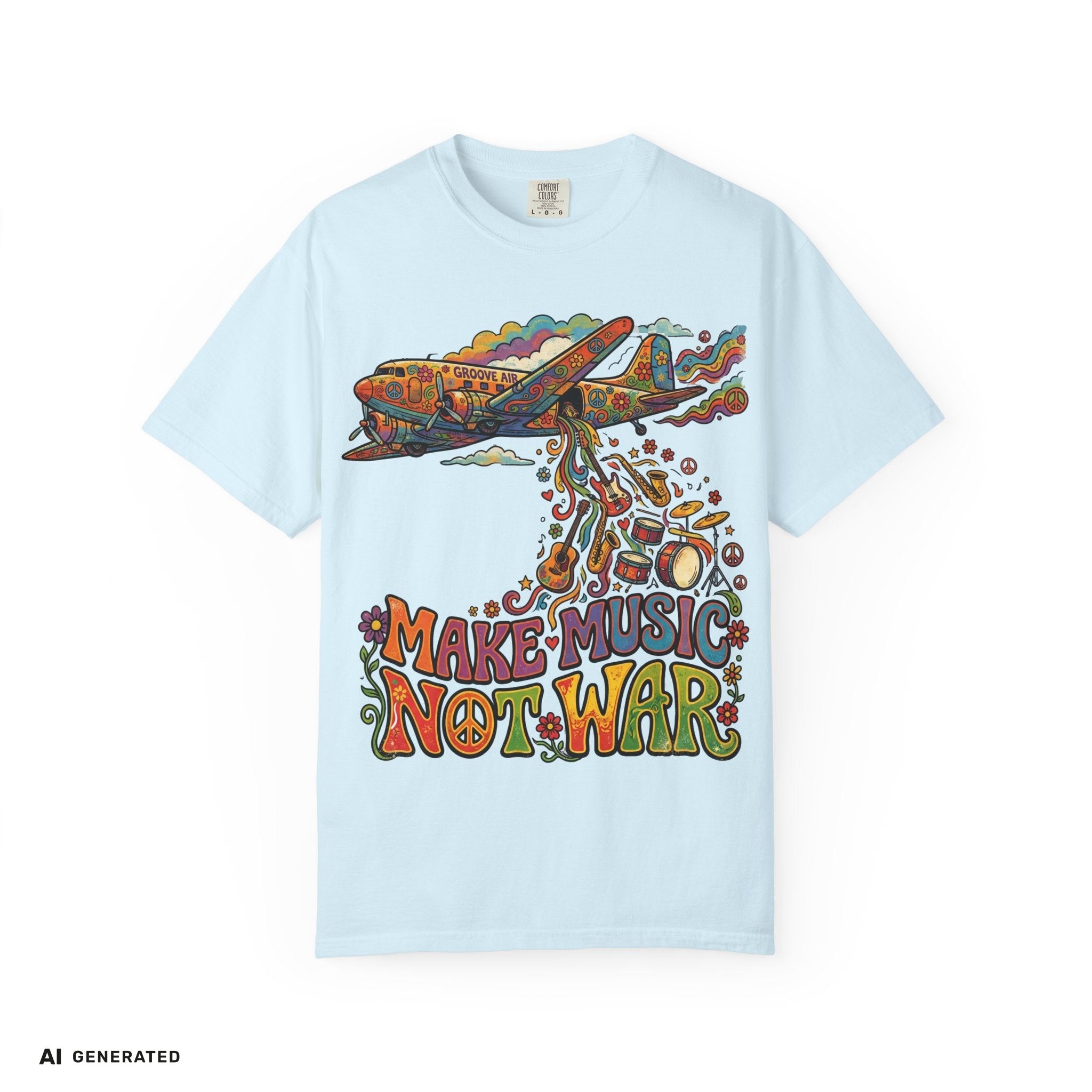 Make Music Not War T-Shirt – Peace Grafik-Tee | musikworlds Artist Collection – AI GENERATED / KI-GENERIERT