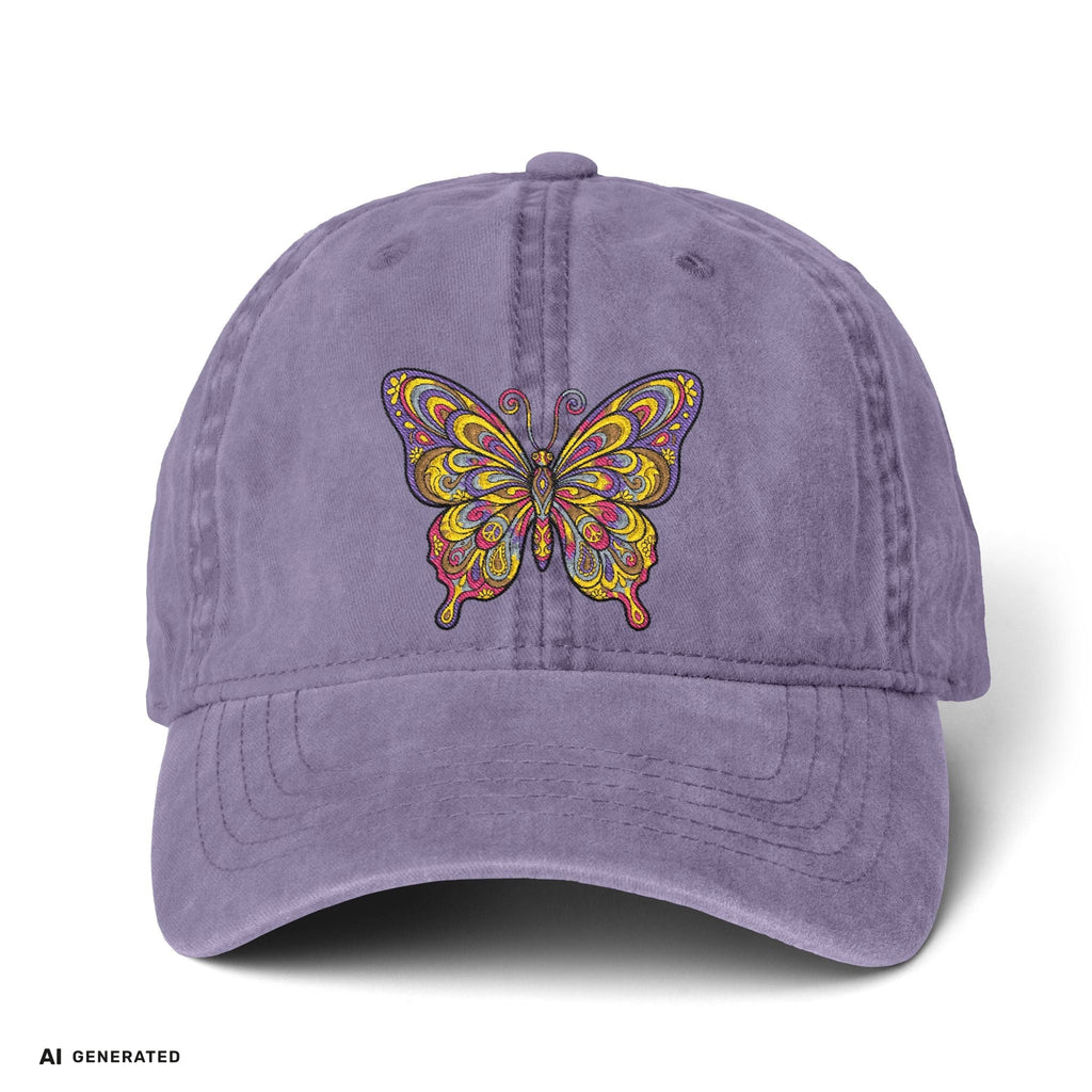 Vintage Damen Cap Schmetterling – Verstellbare Boho-Mütze | musikworlds Artist Collection – AI GENERATED / KI-GENERIERT