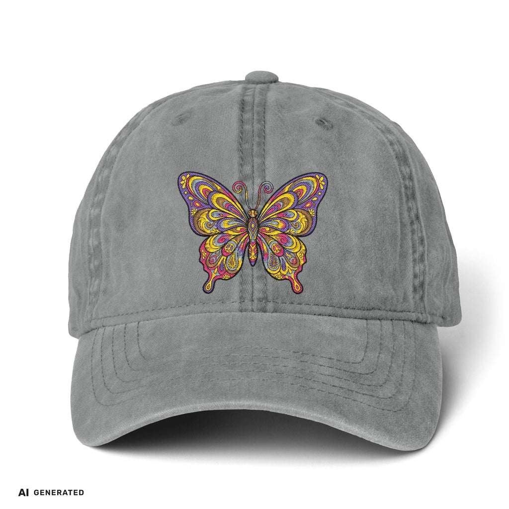 Vintage Damen Cap Schmetterling – Verstellbare Boho-Mütze | musikworlds Artist Collection – AI GENERATED / KI-GENERIERT