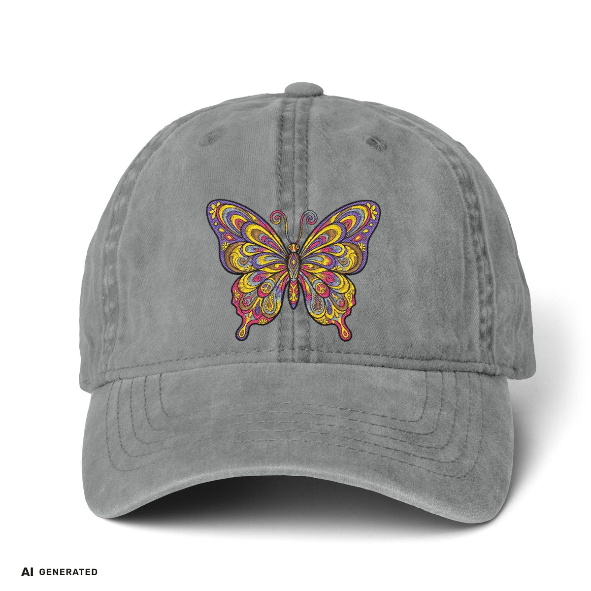 Vintage Damen Cap Schmetterling – Verstellbare Boho-Mütze | musikworlds Artist Collection – AI GENERATED / KI-GENERIERT