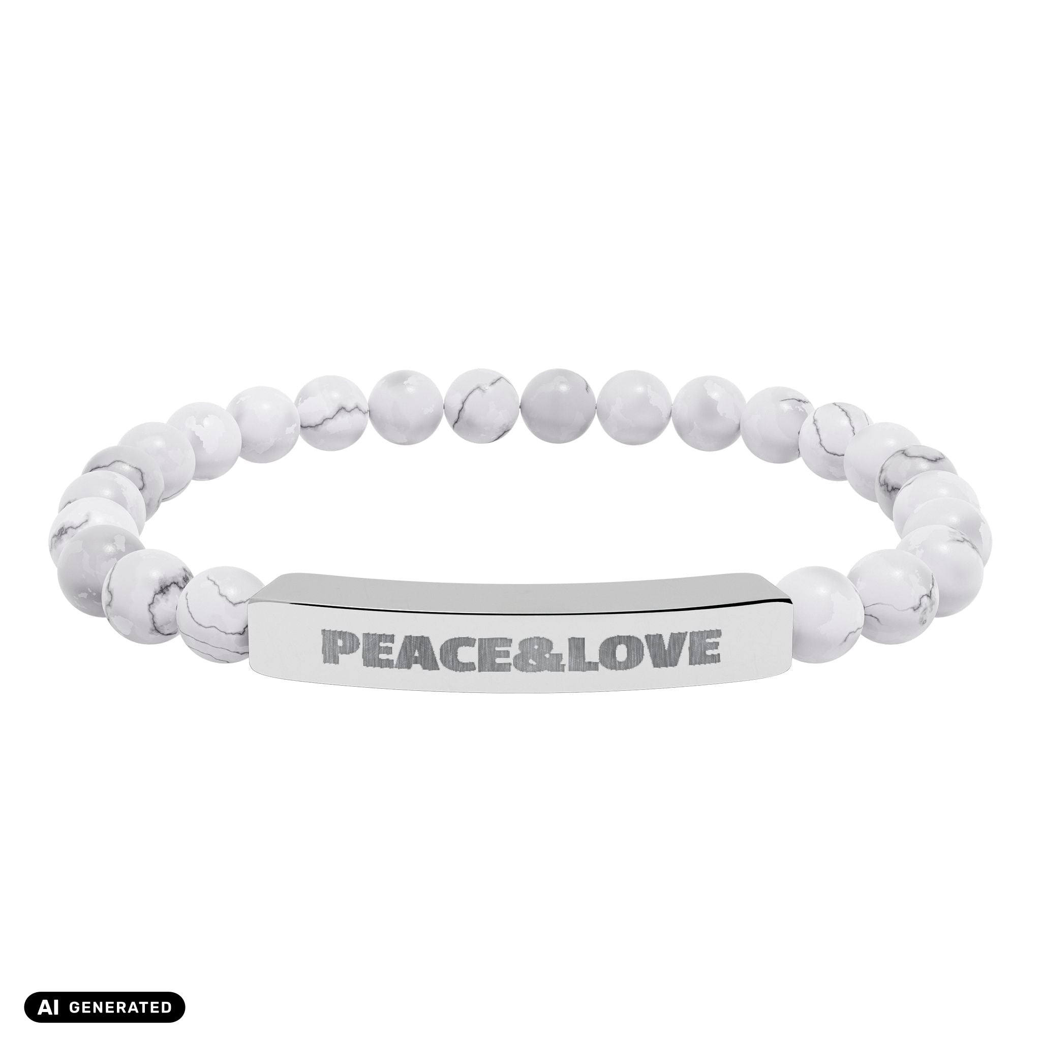 Naturstein Armband PEACE & LOVE | musikworlds Artist Collection – AI GENERATED / KI-GENERIERT