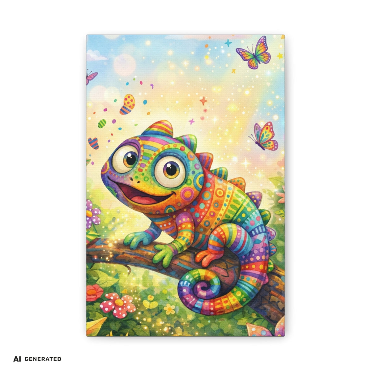 Chamäleon Wandbild – Buntes Kinderzimmer Poster | musikworlds Artist Collection – AI GENERATED / KI-GENERIERT