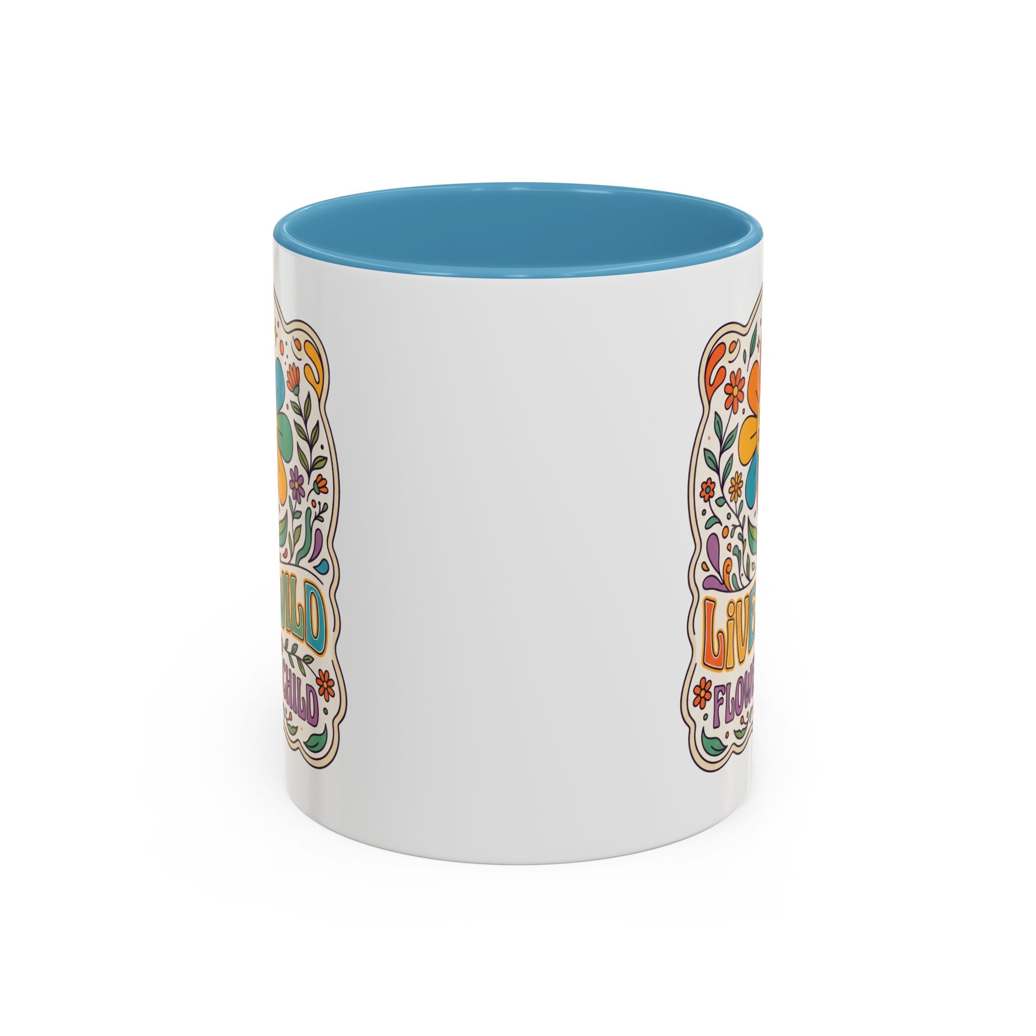 Live Wild Flower Child Coffee Mug – Retro Floral Smiley Design (11/15oz)