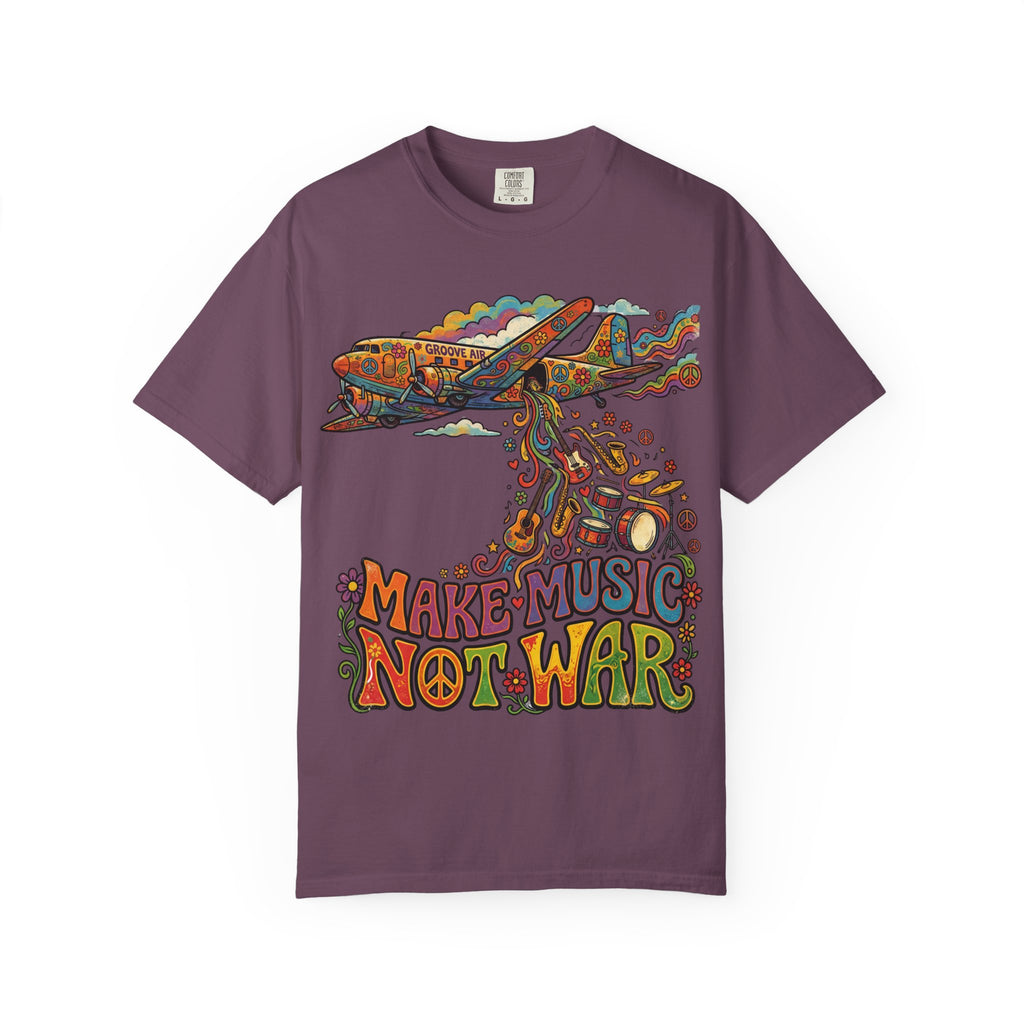 Make Music Not War T-Shirt — Retro Psychedelic Peace & Music Graphic Tee