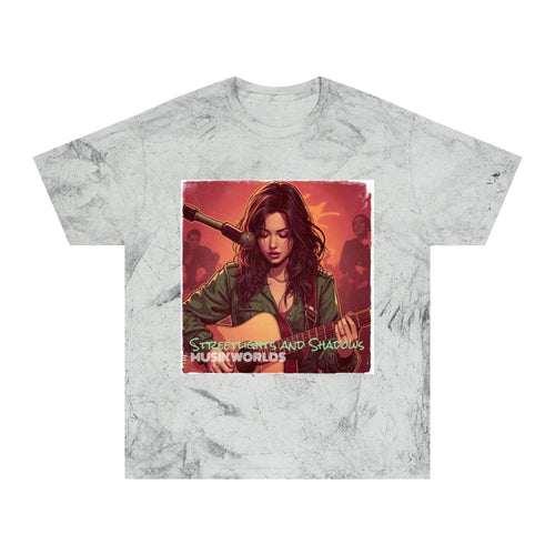Indie Guitarist Graphic Tee — "Streetlights and Shadows" Vintage Tie-Dye T-Shirt