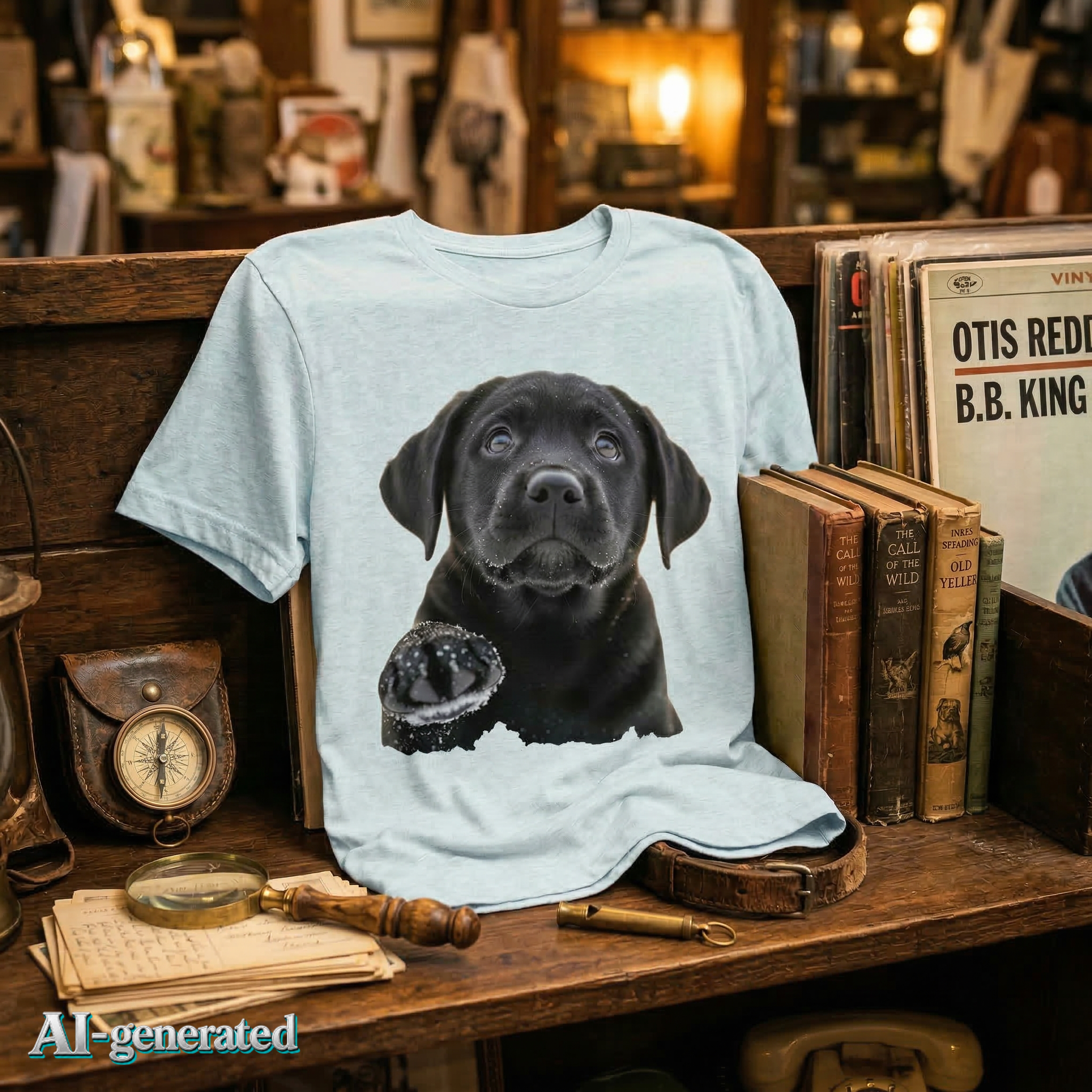 EU AI label - Labrador Welpe T-Shirt – Unisex Hunde-Grafik-Tee | musikworlds