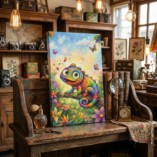 Colorful Chamäleon Art – Whimsical Kids Room Wall Decor