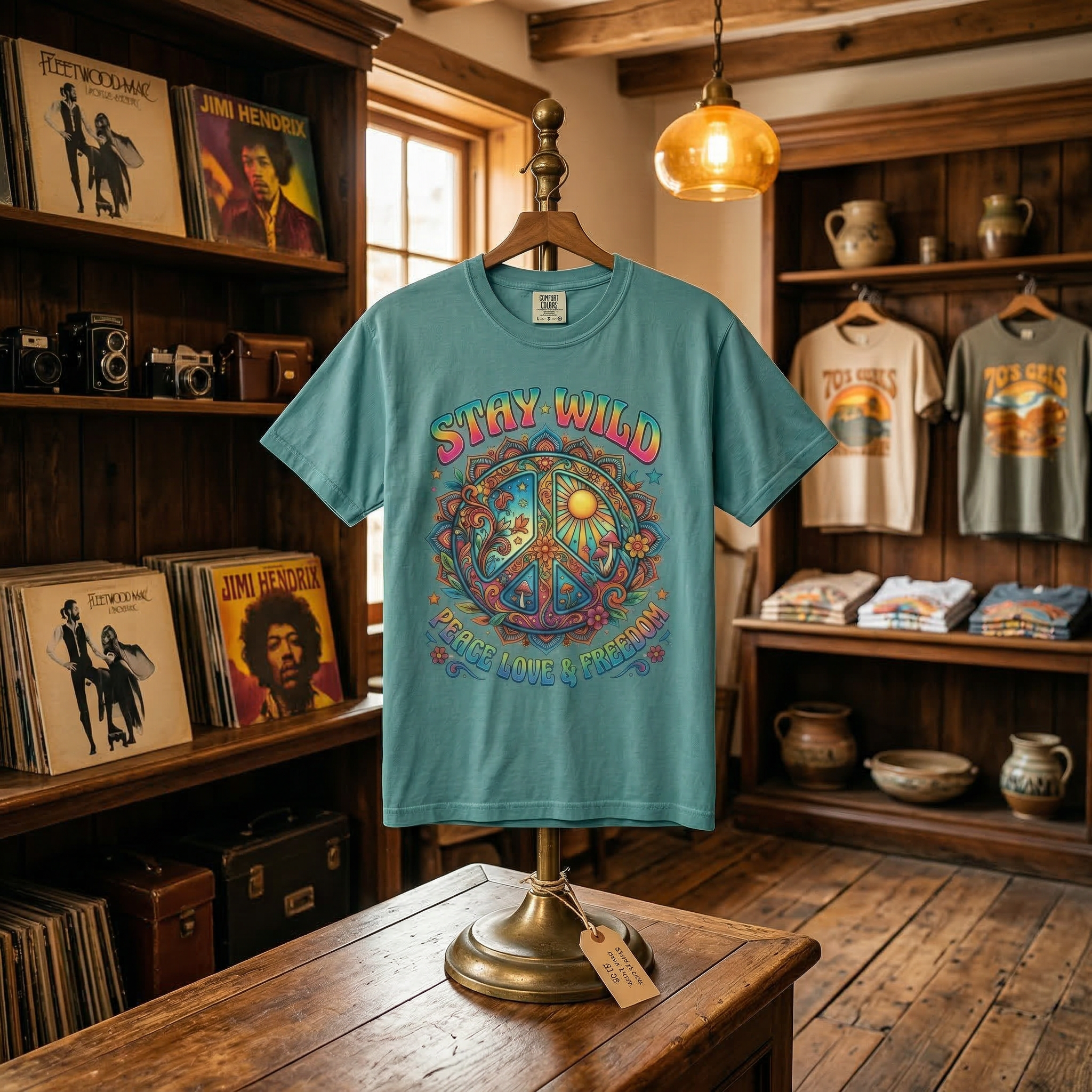 Stay Wild Peace Sign T-Shirt — Retro Psychedelic Love & Freedom Tee