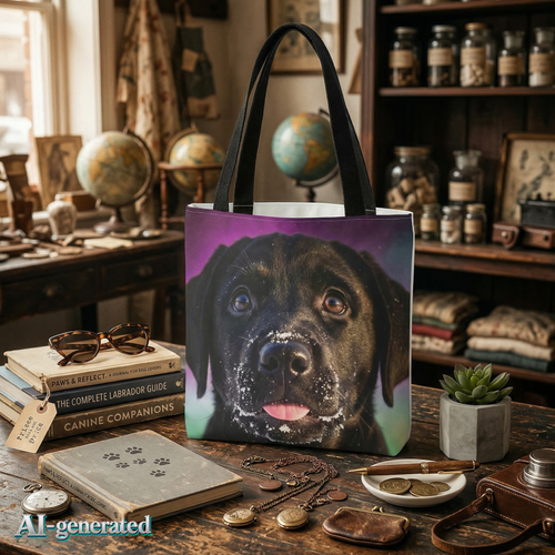 EU AI label - Black Lab Portrait Tote Bag – Labrador Hundeliebhaber Geschenk | musikworlds