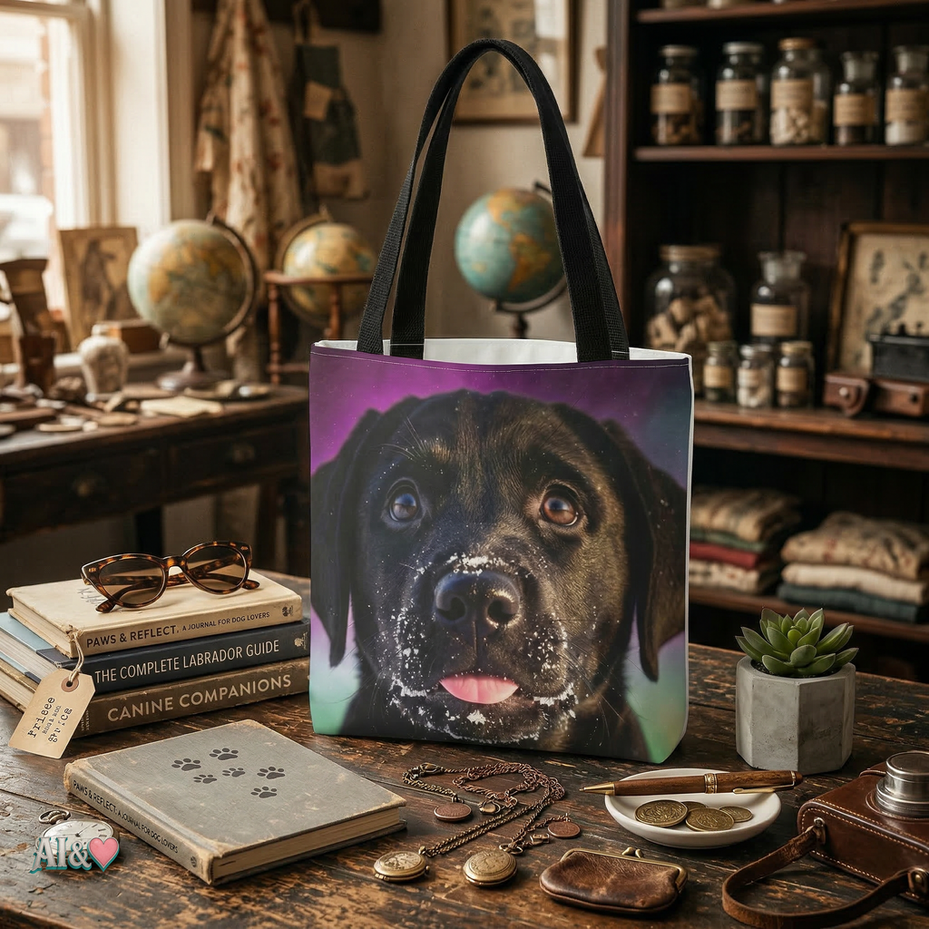Black Lab Portrait Tote Bag – Labrador Hundeliebhaber Geschenk | musikworlds Artist Collection – AI CUSTOM / KI CUSTOM