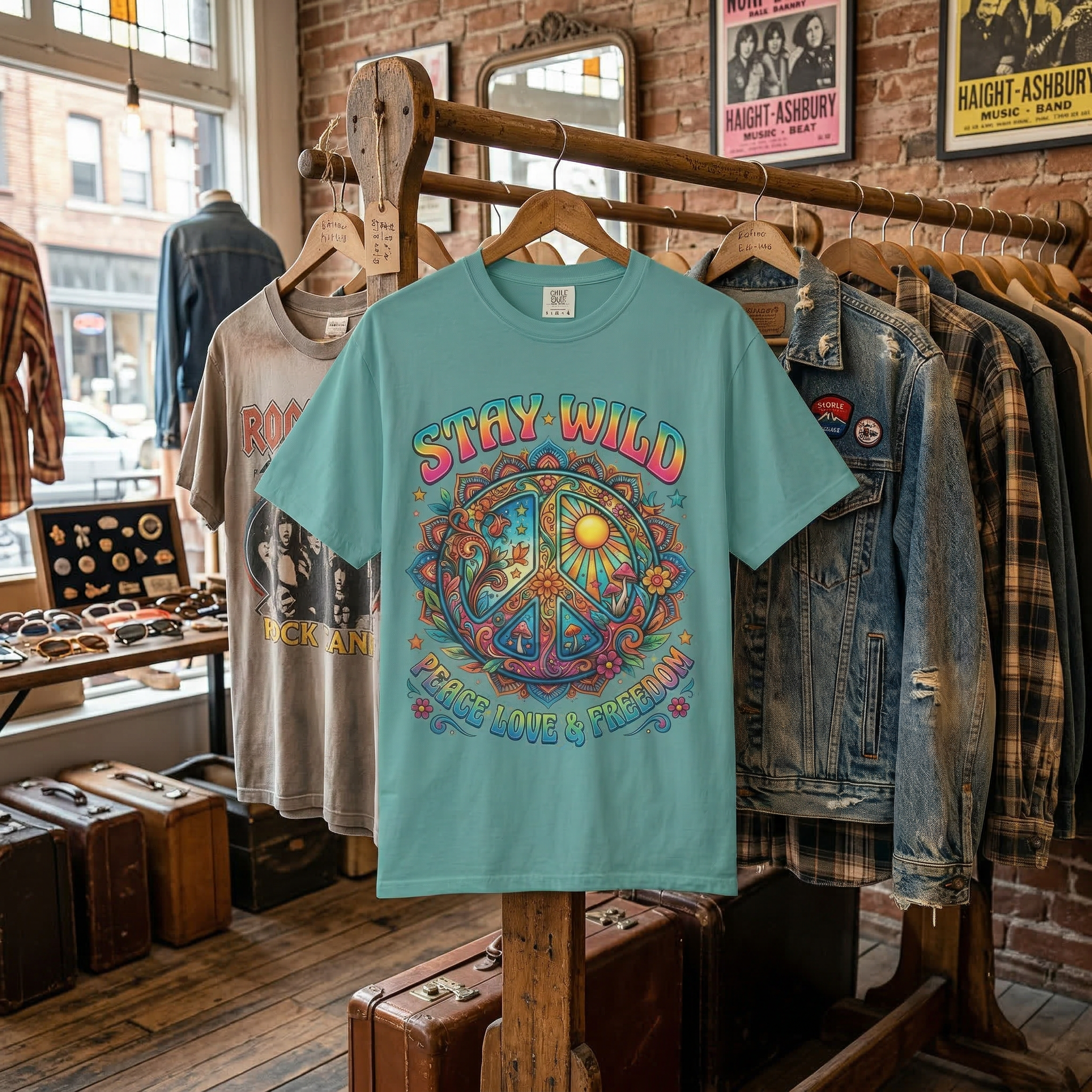 Stay Wild Peace Sign T-Shirt — Retro Psychedelic Love & Freedom Tee