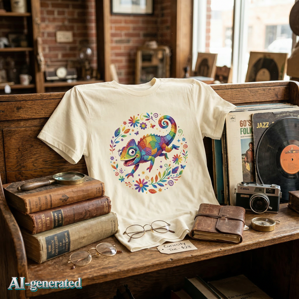 EU AI label - Unisex T-Shirt Chamäleon – Buntes Tier-Grafik-Tee | musikworlds
