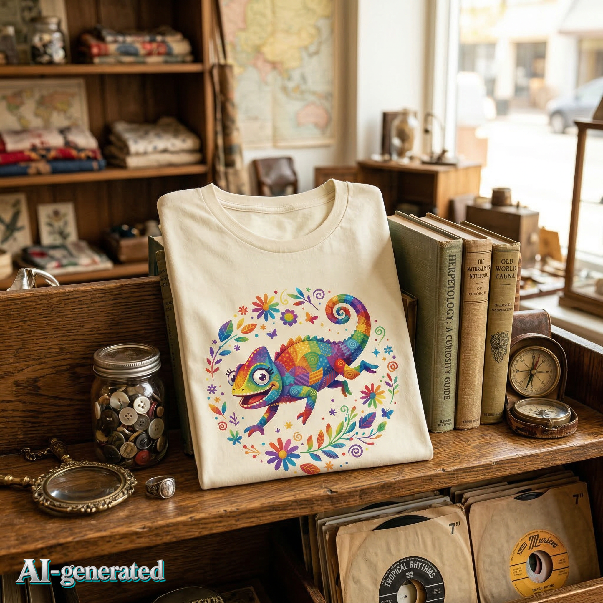 EU AI label - Unisex T-Shirt Chamäleon – Buntes Tier-Grafik-Tee | musikworlds