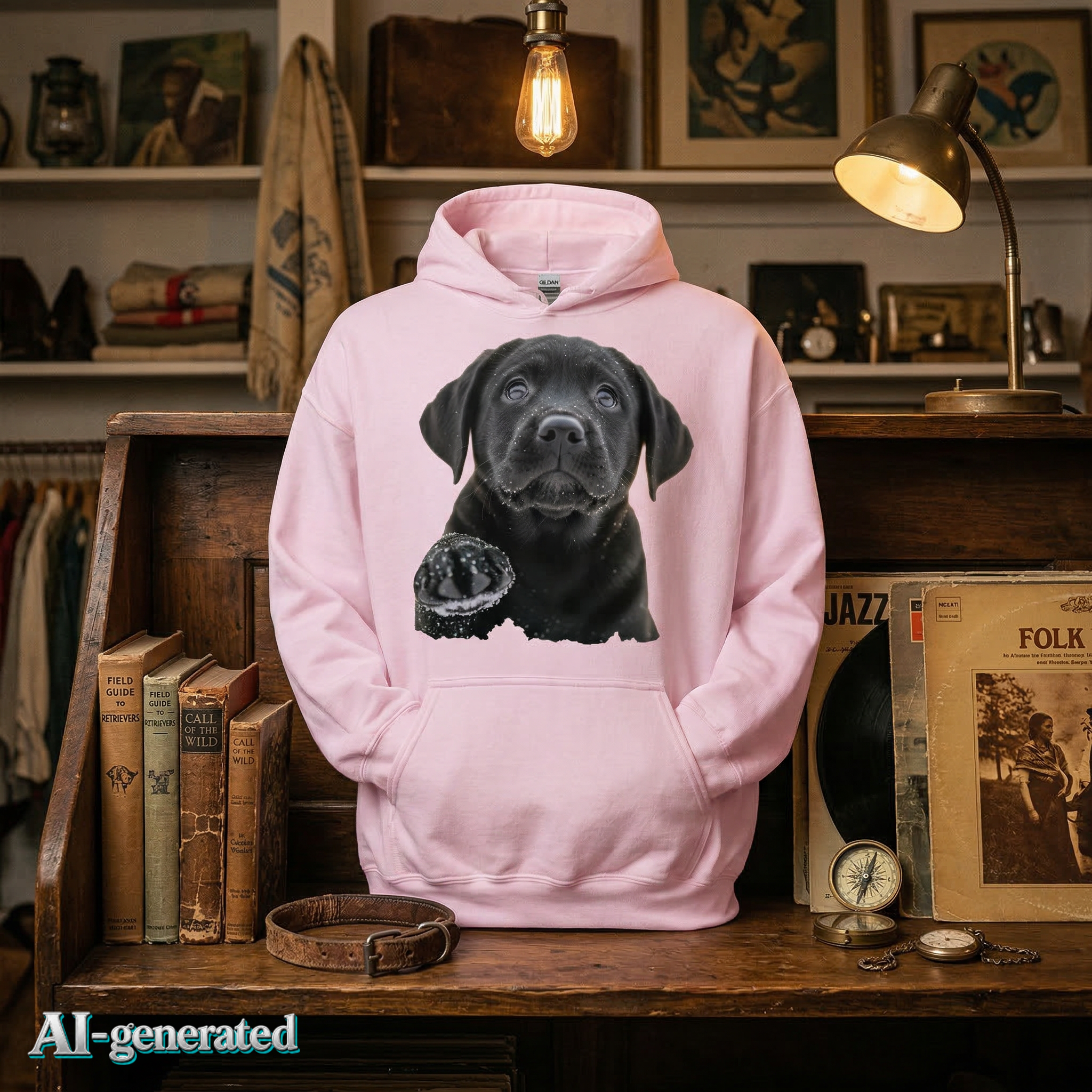 EU AI label - Labrador Welpe Hoodie – Unisex Hunde-Kapuzenpullover | musikworlds