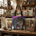 Black Lab Portrait Tote Bag – Cute Labrador Dog Face All-Over Print