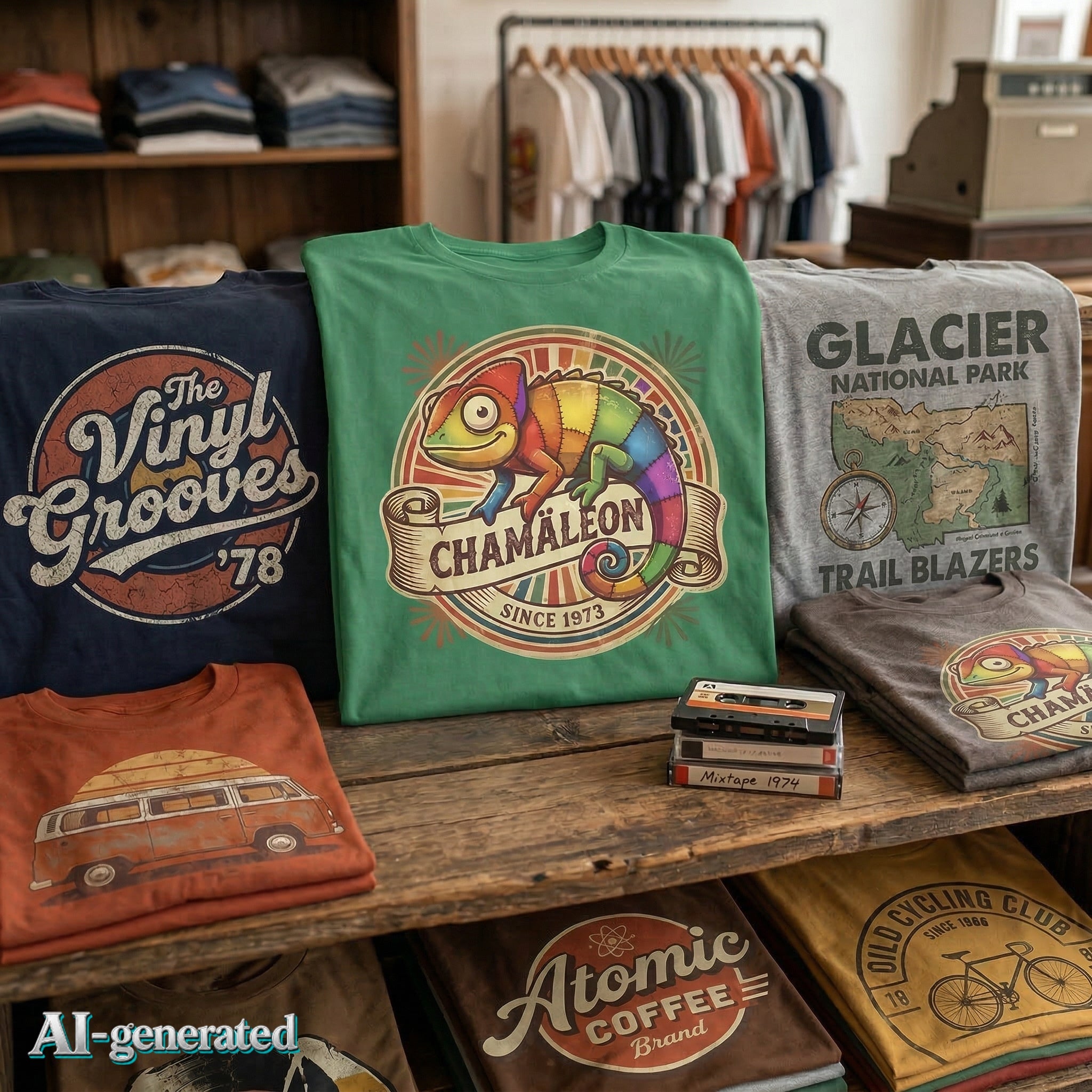 EU AI label - Farbi das Chamäleon T-Shirt – Lustiges Kinder-Grafik-Tee | musikworlds