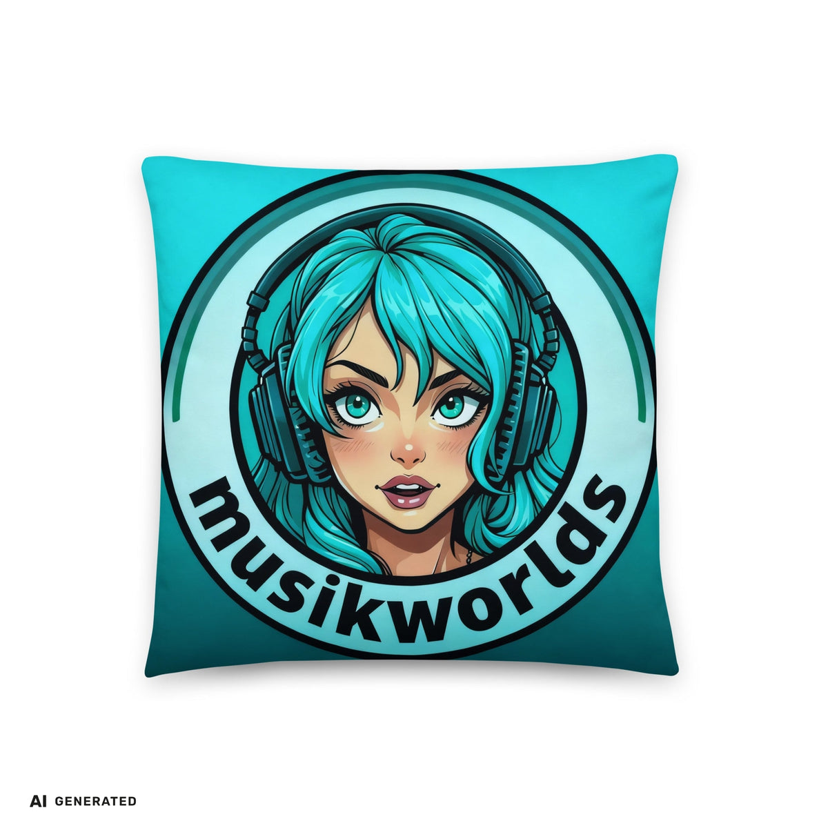 Basic Kissen musikworlds – Dekokissen mit Grafik-Print | musikworlds – AI GENERATED / KI-GENERIERT