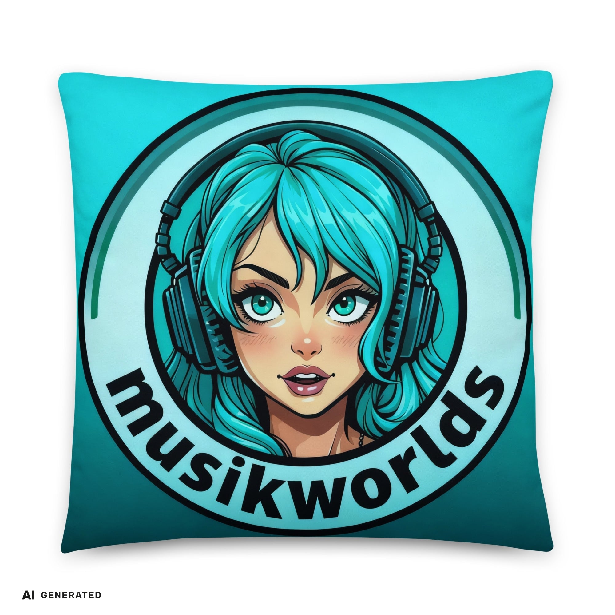 Basic Kissen musikworlds – Dekokissen mit Grafik-Print | musikworlds – AI GENERATED / KI-GENERIERT