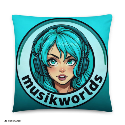 Basic Kissen musikworlds – Dekokissen mit Grafik-Print | musikworlds – AI GENERATED / KI-GENERIERT