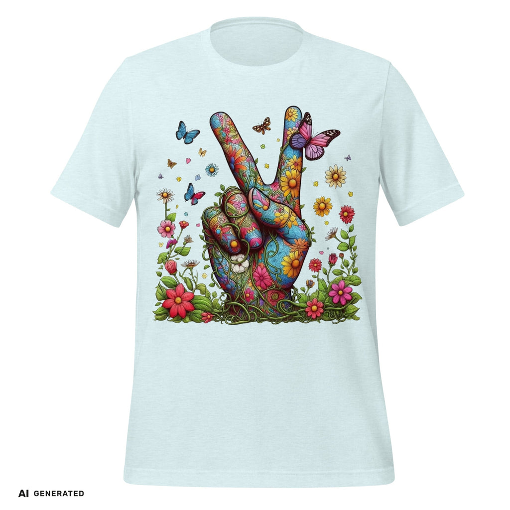 T-Shirt Flowery Hand Peace – Boho Grafik-Tee | musikworlds Artist Collection – AI GENERATED / KI-GENERIERT