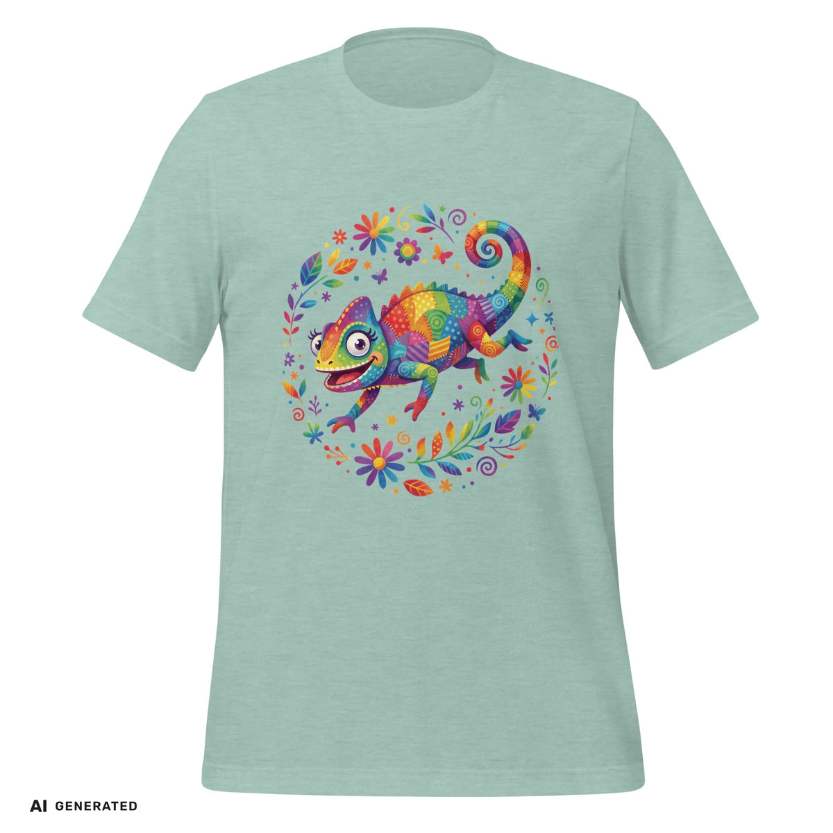 T-Shirt Chamäleon – Buntes Tier-Grafik-Tee | musikworlds Artist Collection – AI GENERATED / KI-GENERIERT