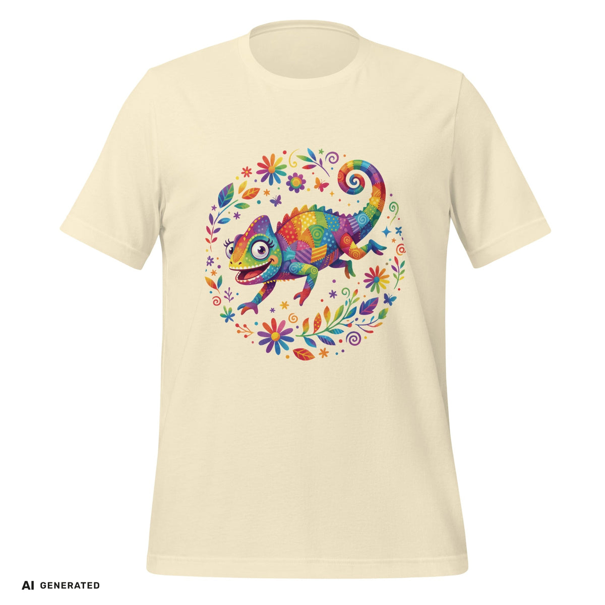 T-Shirt Chamäleon – Buntes Tier-Grafik-Tee | musikworlds Artist Collection – AI GENERATED / KI-GENERIERT