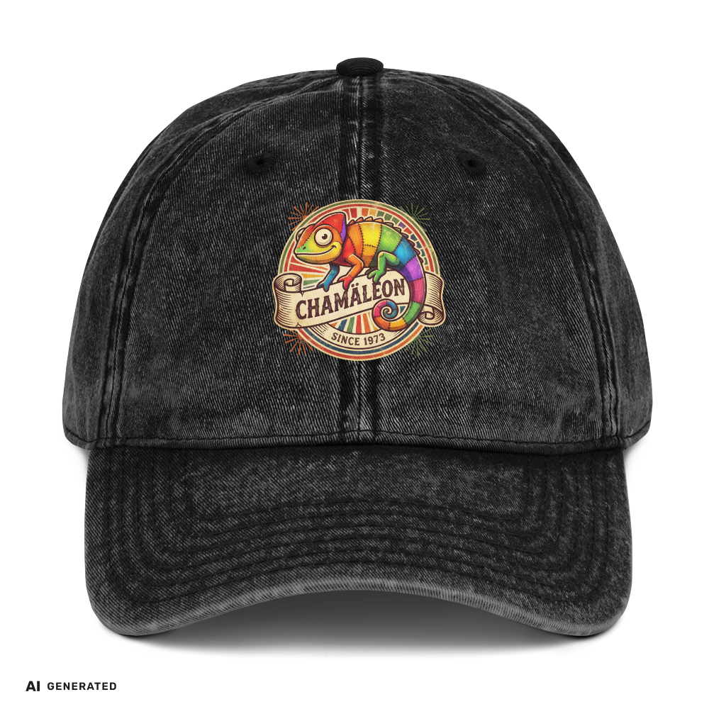 Vintage Cotton Twill Cap Chamäleon – Buntes Tier-Motiv Cap | musikworlds Artist Collection – AI GENERATED / KI-GENERIERT