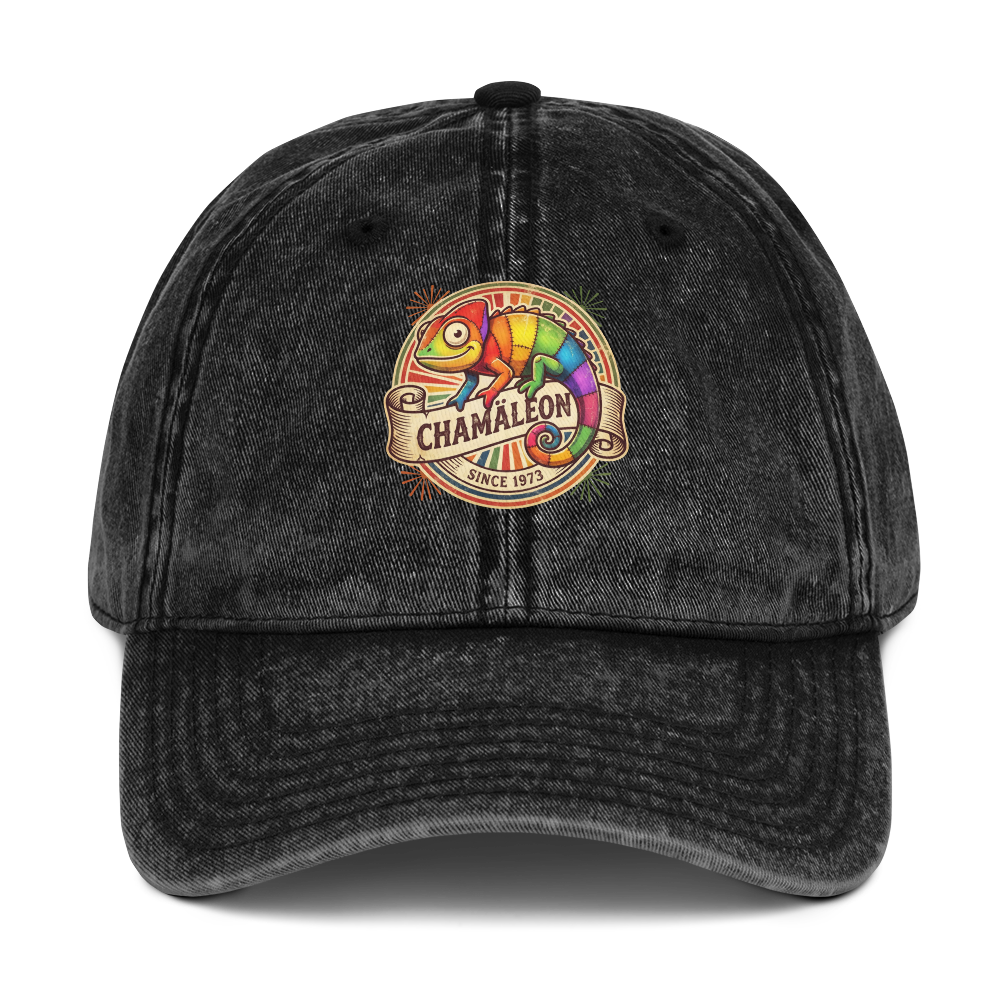 Vintage Cotton Twill Cap Chamäleon – Buntes Tier-Motiv Cap | musikworlds Artist Collection