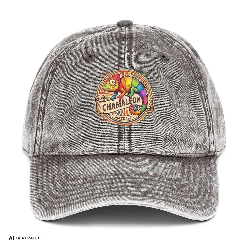 Vintage Cotton Twill Cap Chamäleon – Buntes Tier-Motiv Cap | musikworlds Artist Collection – AI GENERATED / KI-GENERIERT