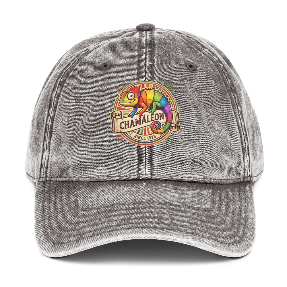 Vintage Cotton Twill Cap Chamäleon – Buntes Tier-Motiv Cap | musikworlds Artist Collection