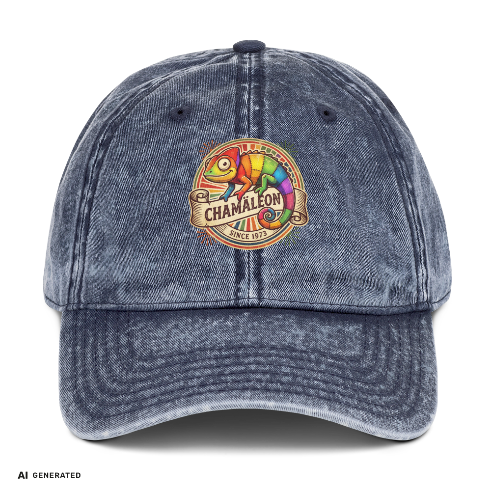 Vintage Cotton Twill Cap Chamäleon – Buntes Tier-Motiv Cap | musikworlds Artist Collection – AI GENERATED / KI-GENERIERT