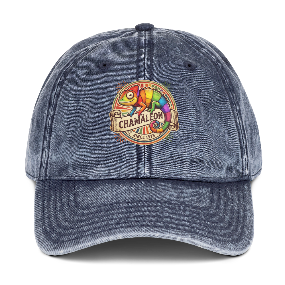 Vintage Cotton Twill Cap Chamäleon – Buntes Tier-Motiv Cap | musikworlds Artist Collection